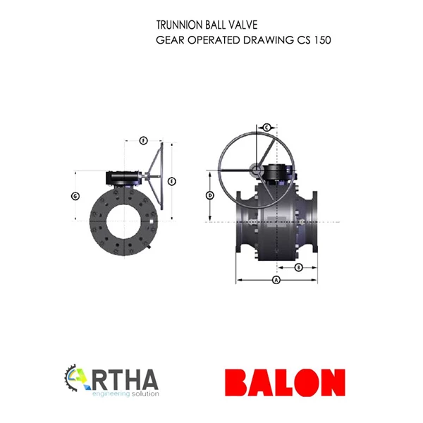 Balon Trunnion Ball Valve Class 150